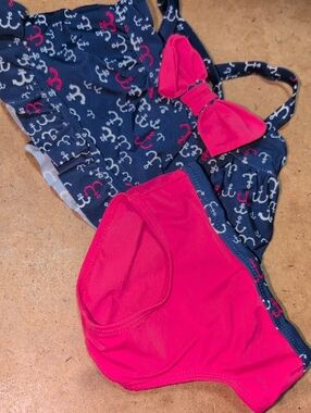Baby Koala Kids Navy & Hot Pink Anchor Bikini Set Size 3-6M